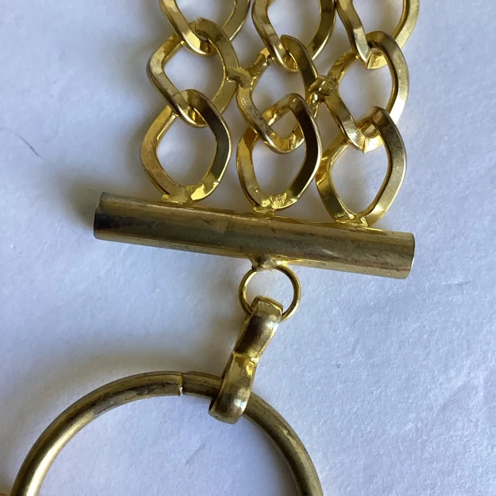 Gold Tone Multi-Chain Link Belt Toggle Closure Statement
